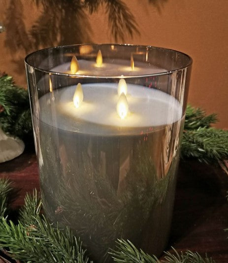 6x8 Flameless 3 Wick Candle- Smoke