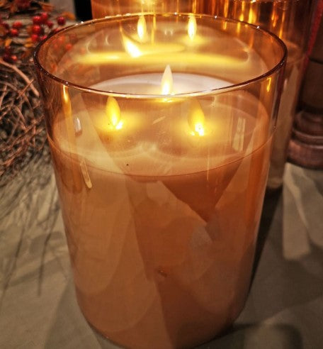 6x8 Flameless 3 Wick Candle- Amber