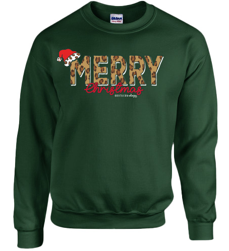 Southernology Crew - Leopard Merry Christmas Crewneck