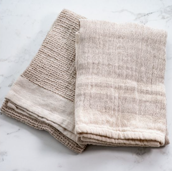 Natural Waffle Dishtowels Set / 2