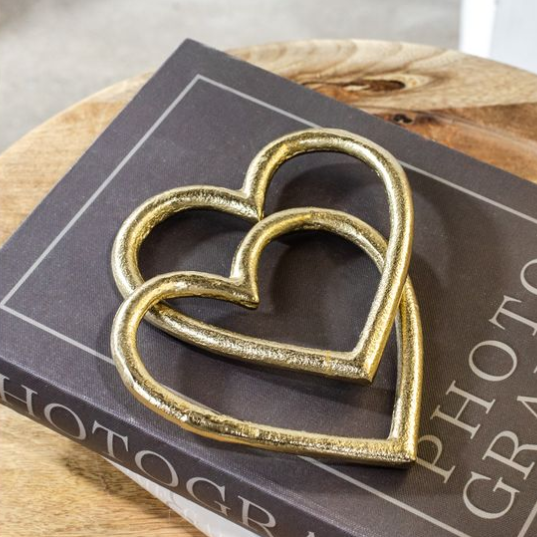 Interlocking Gold Metal Hearts