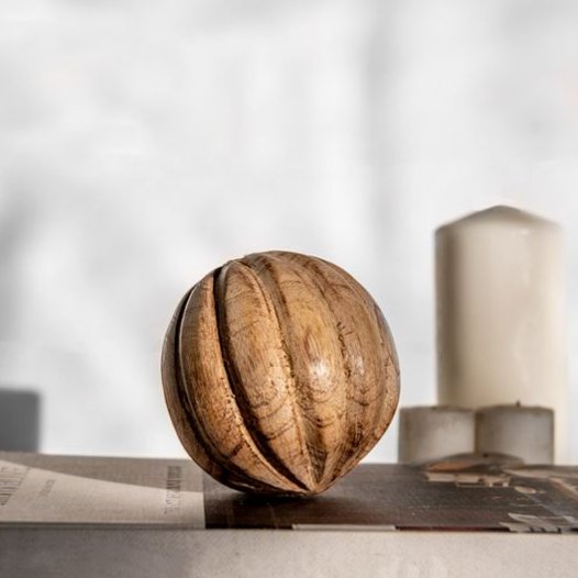 4" Carved Wood Ball