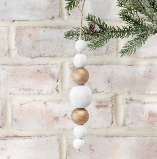 Gold & White Bead Ornament