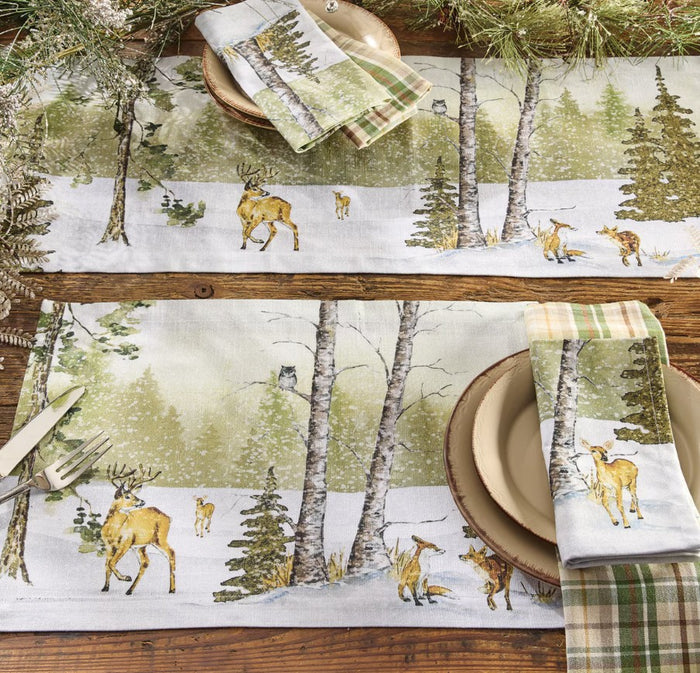 36" Table Runner - Woodland Winter