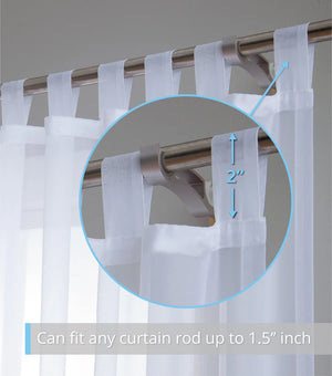 54x84 Lucento Sheer Tab Top Curtain Panels White