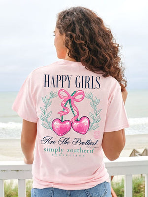 Simply Southern SS Tee - Happy Girls Light Pink