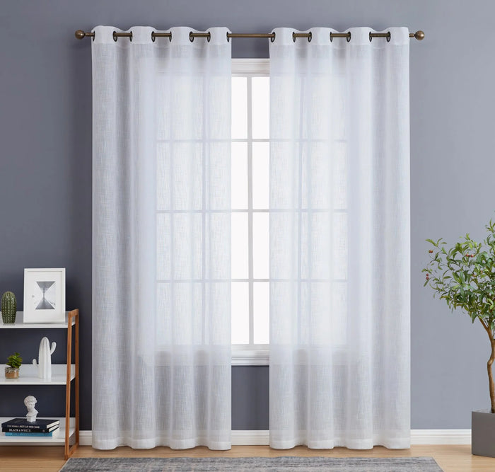 54x84 Abbey Faux Linen Grommet Curtain Panel White
