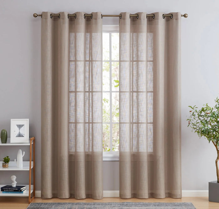 54x84 Abbey Faux Linen Grommet Curtain Panel Taupe