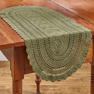 36" Table Runner - Addison Matcha Green Crochet