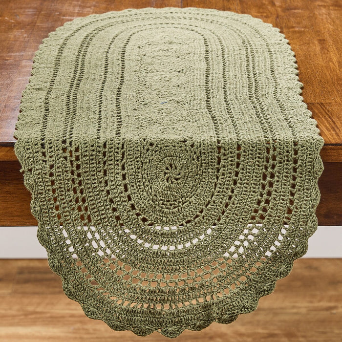 36" Table Runner - Addison Matcha Green Crochet