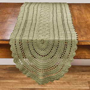 54" Table Runner - Addison Matcha Green Crochet
