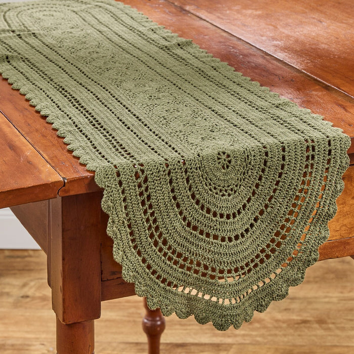 54" Table Runner - Addison Matcha Green Crochet