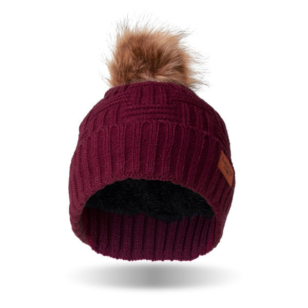 Pom Top Knit Beanie Wine