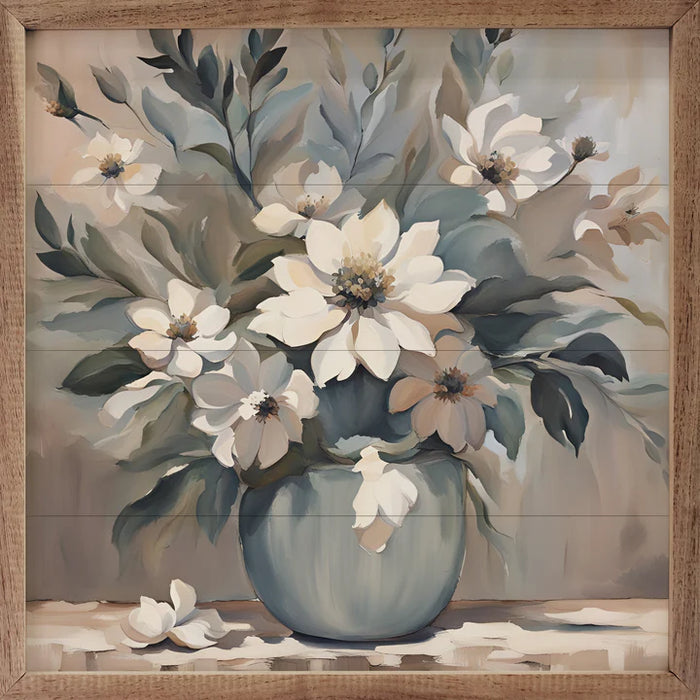 Blue and Tan Florals Wall Art