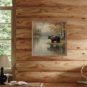 Brown Bear at Mountain Lake Wall Art