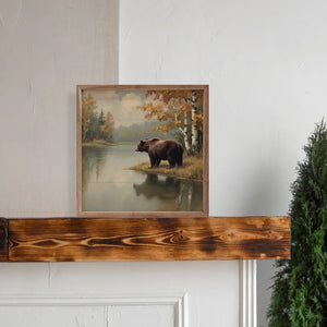 Brown Bear at Mountain Lake Wall Art