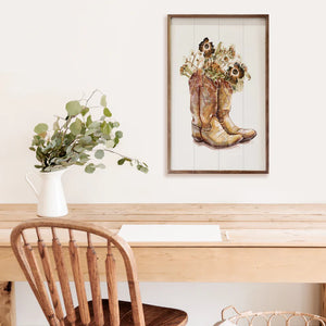 Brown Boots with Flowers Wall Art