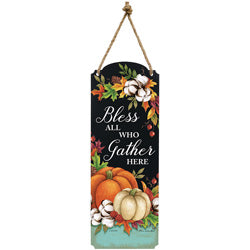 Metal Wall Plaque - Cotton and Pumpkins