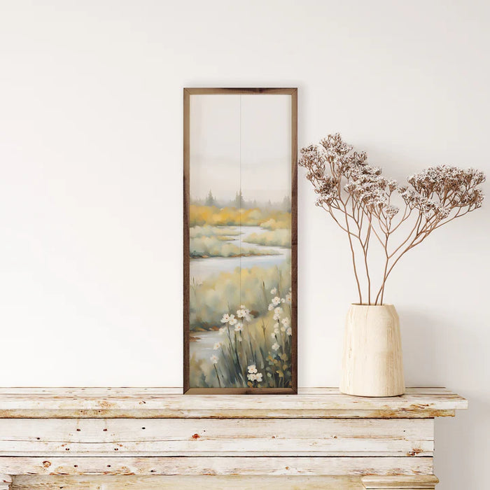 Creek with White Flowers Wall Art