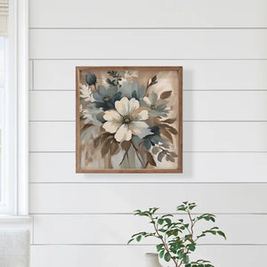 Blue and Tan Floral Display Wall Art