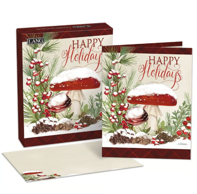 Lang Boxed Christmas Cards - Holiday Mushrooms