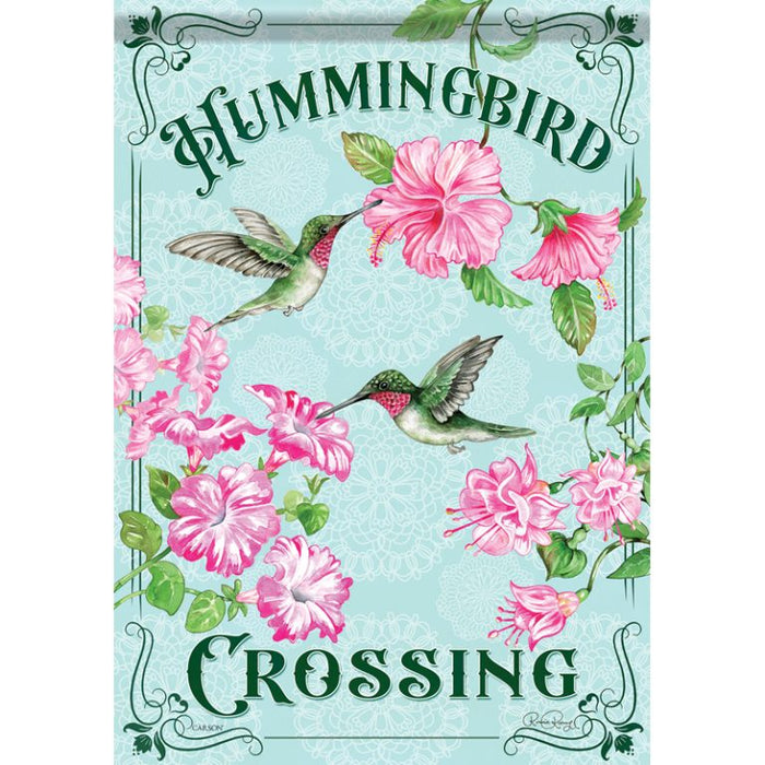 Garden Flag - Hummingbird Crossing Glitter