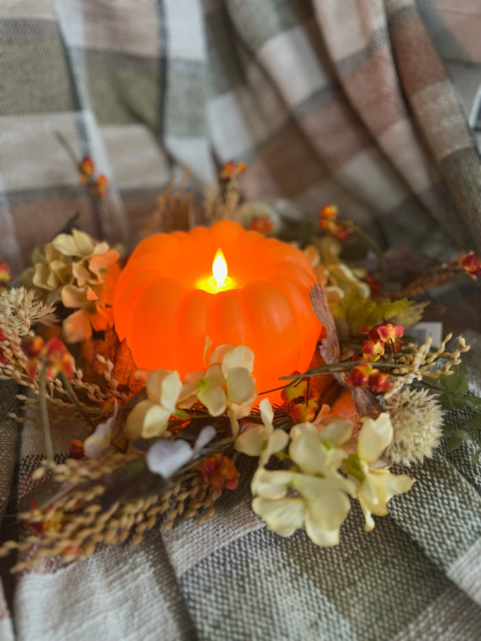Orange Pumpkin Carved Moving Flame 6" x 5"