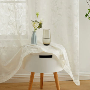 54x84 Joyce Floral Semi-Sheer Grommet Curtain Panels Ivory