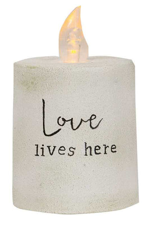 Love Lives Here White Cement Timer Pillar