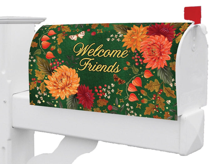Mailbox Cover - Mums on Green