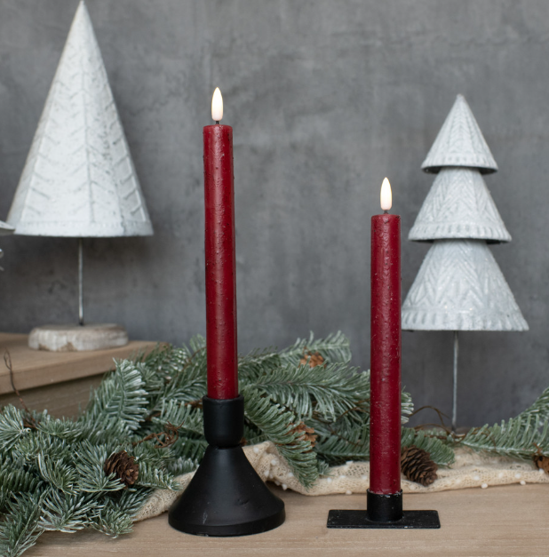 9.5" 3D Flame Red Taper Candle (Set 2)