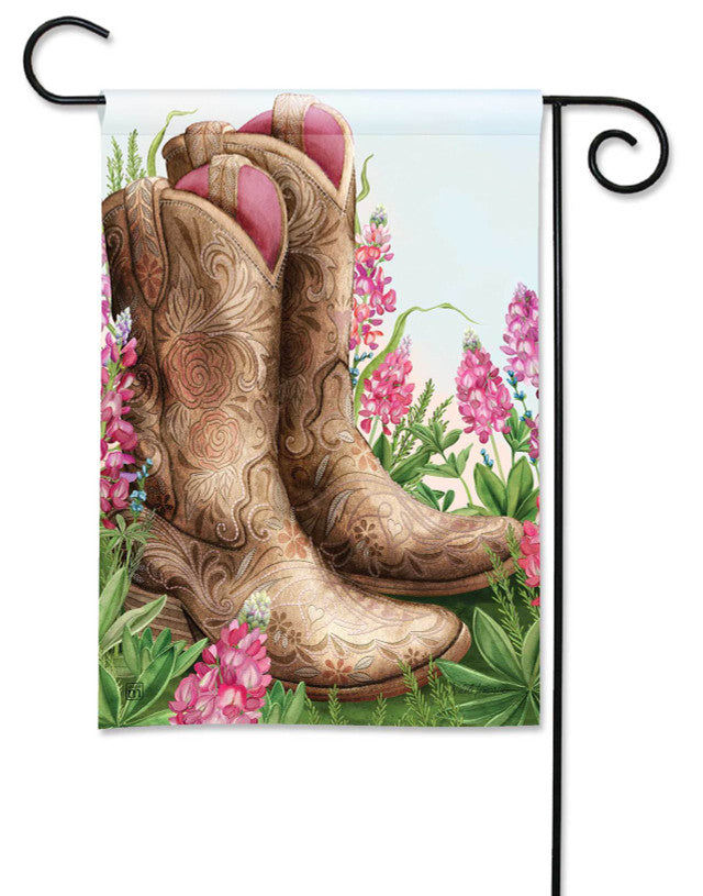 Garden Flag - Pink and Boots