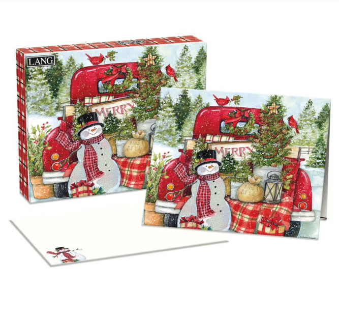 Lang Boxed Christmas Cards - Red Truck & Snowman