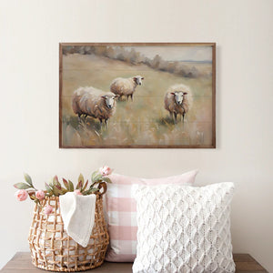 Three Sheep in Meadow Wall Art