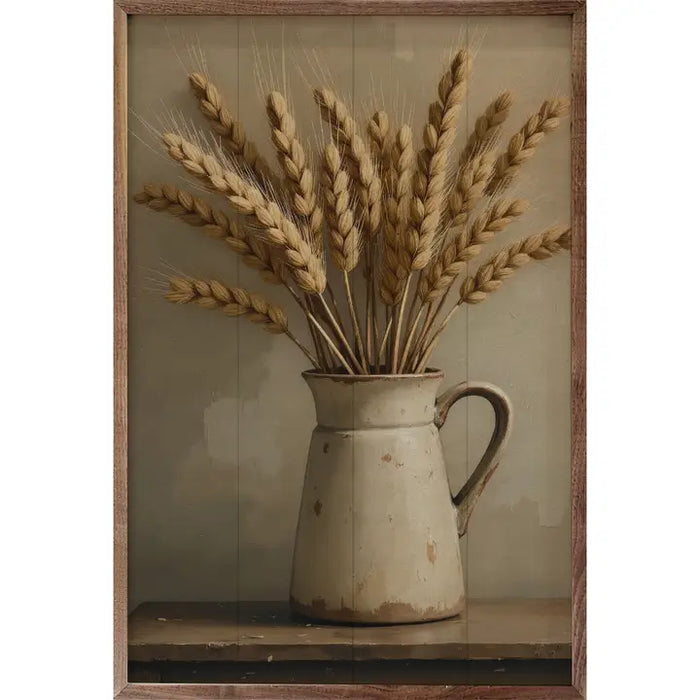 Wheat in White Vase Wall Art