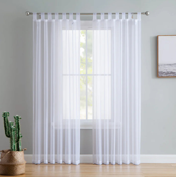 54x84 Lucento Sheer Tab Top Curtain Panels White