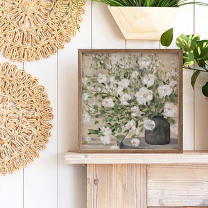 White Bouquet Gray Vase Wall Art