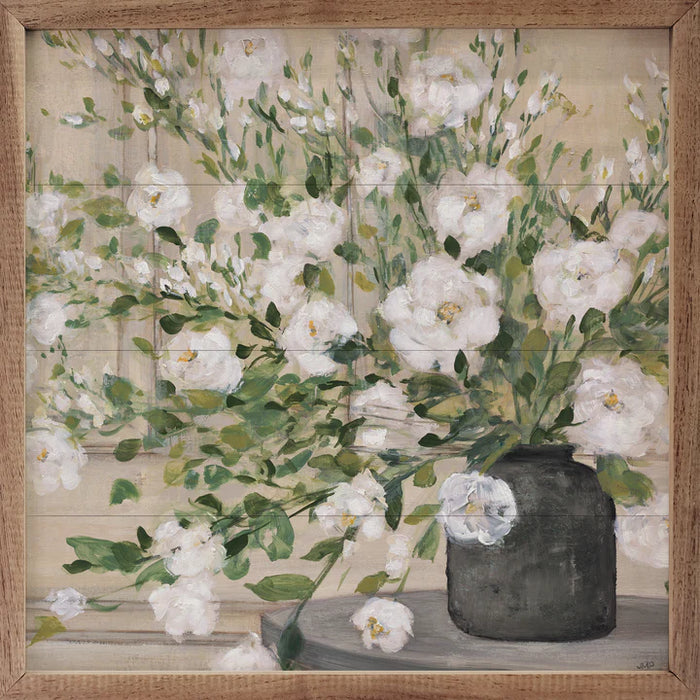 White Bouquet Gray Vase Wall Art