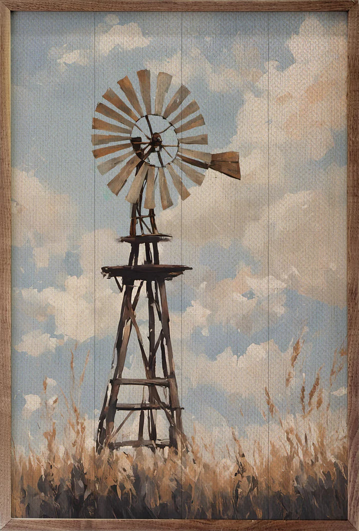 Windmill In Sunny Field Wall Art