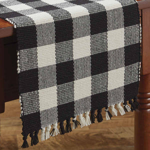 13"x36" Table Runner - Wicklow Black and Cream Check