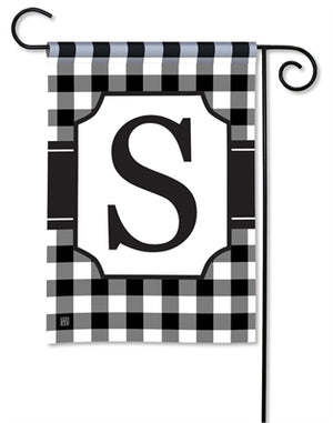 Garden Flag-Black & White Check Monogram