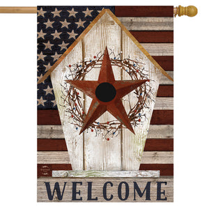 Standard Flag - Rustic American Birdhouse