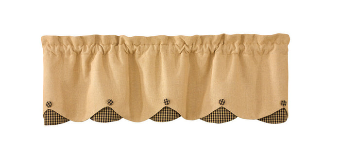 Lined Valance - Burlap and Black Check