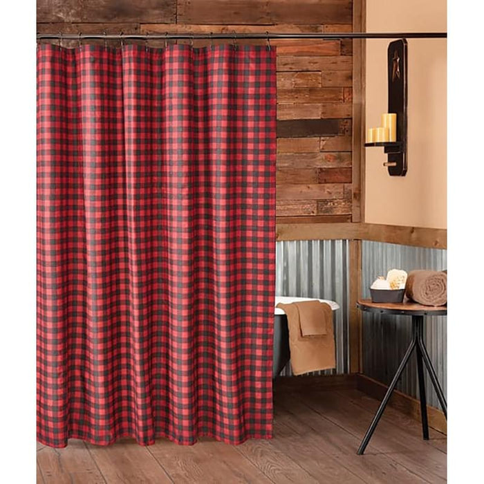 Shower Curtain Set - Black and Red Buffalo Check