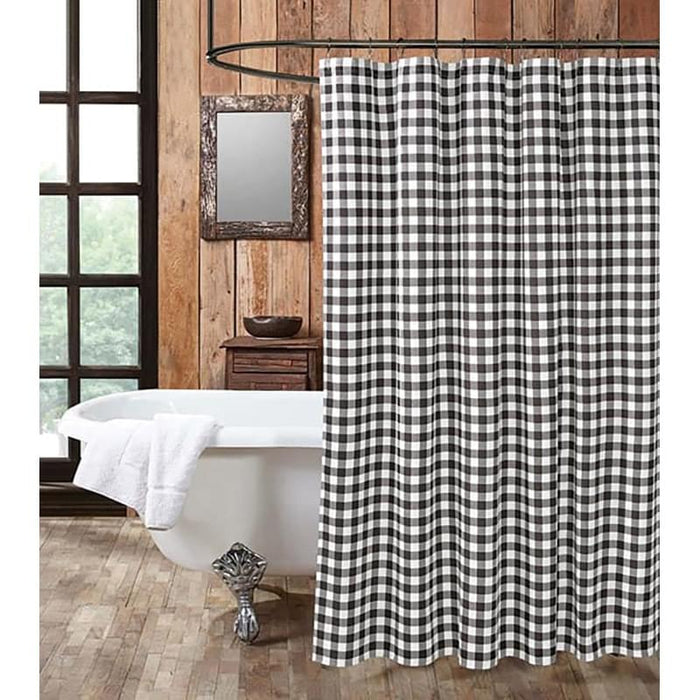 Shower Curtain Set - Black and White Buffalo Check
