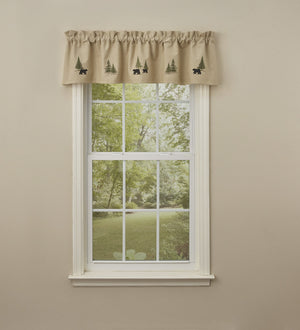 Lined Valance - Embroidered Black Bear