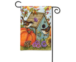 Garden Flag - Autumn Birdhouse