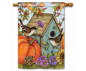 Standard Flag - Autumn Birdhouse