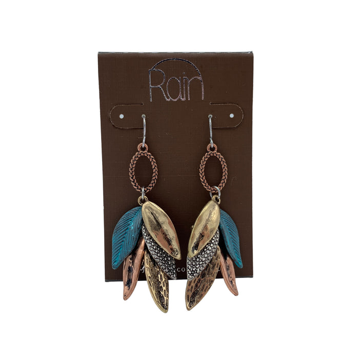 E2598P - patina leaf dangle earrings