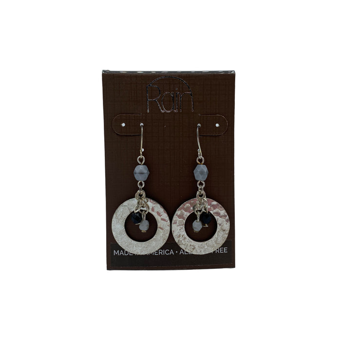 E2757S - silver round bead drop earrings